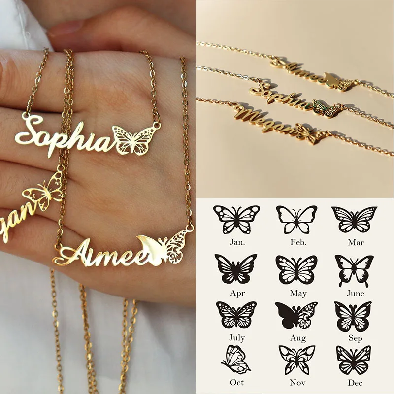 WLP Fashion Women Gold Color Custom Name Necklace Stainless Steel Butterfly Personalized Name Pendant Choker Necklaces Jewelry
WLP Fashion Women Gold Color Custom Name Necklace Stainless Steel Butterfly Personalized Name Pendant Choker Necklaces Jewelry