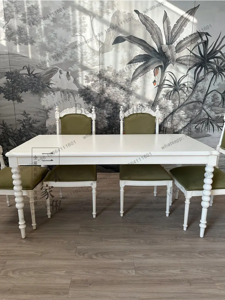 French retro old solid wood dining table and chairs villa model room restaurant long dining table household
French retro old solid wood dining table and chairs villa model room restaurant long dining table household