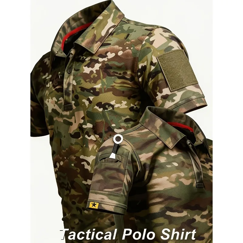 Men's Camouflage Tactical Lapel Short Sleeved Quick Drying Breathable Classic Casual Comfortable Polo Shirt Without Accessories
Men's Camouflage Tactical Lapel Short Sleeved Quick Drying Breathable Classic Casual Comfortable Polo Shirt Without Accessories