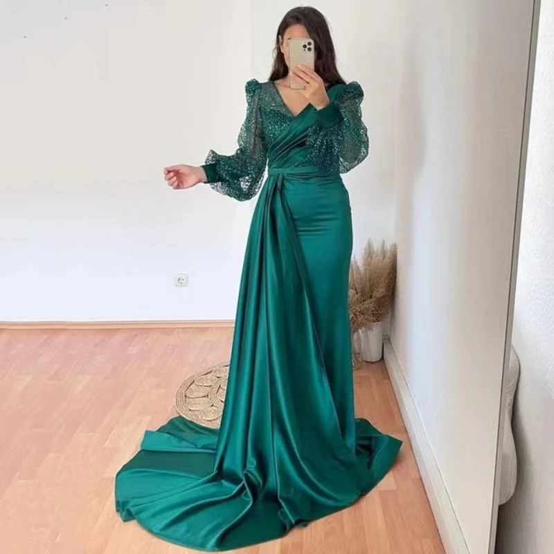 Saudi Arabia Green Prom Dresses Evening Gowns Puff Long Sleeve Glitter Party Dress Floor Length Mermaid Cocktail Gowns Plus Size
Saudi Arabia Green Prom Dresses Evening Gowns Puff Long Sleeve Glitter Party Dress Floor Length Mermaid Cocktail Gowns Plus Size