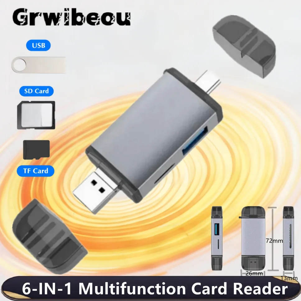 6-in-1 Type C USB 3.0 Card Reader - TF/SD/Micro USB Flash Drive Adapter, 5Gbps High Speed OTG Reader for Phone/PC/Laptop
6-in-1 Type C USB 3.0 Card Reader - TF/SD/Micro USB Flash Drive Adapter, 5Gbps High Speed OTG Reader for Phone/PC/Laptop