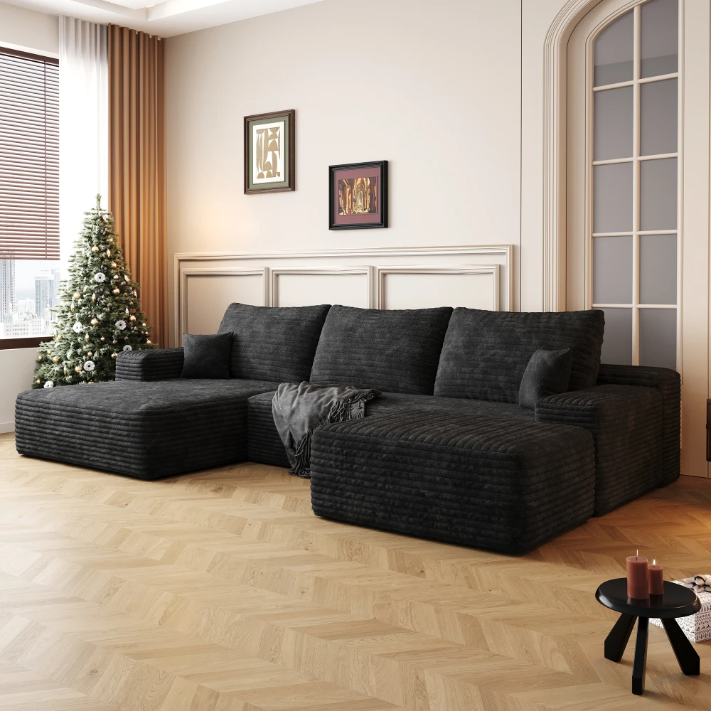 Cloud Sectional Sofa 107 Inch U Shaped Sofa with Ottoman Deep Seat Plush Corduroy Fabric No Assembly Required for Living Room
Cloud Sectional Sofa 107 Inch U Shaped Sofa with Ottoman Deep Seat Plush Corduroy Fabric No Assembly Required for Living Room