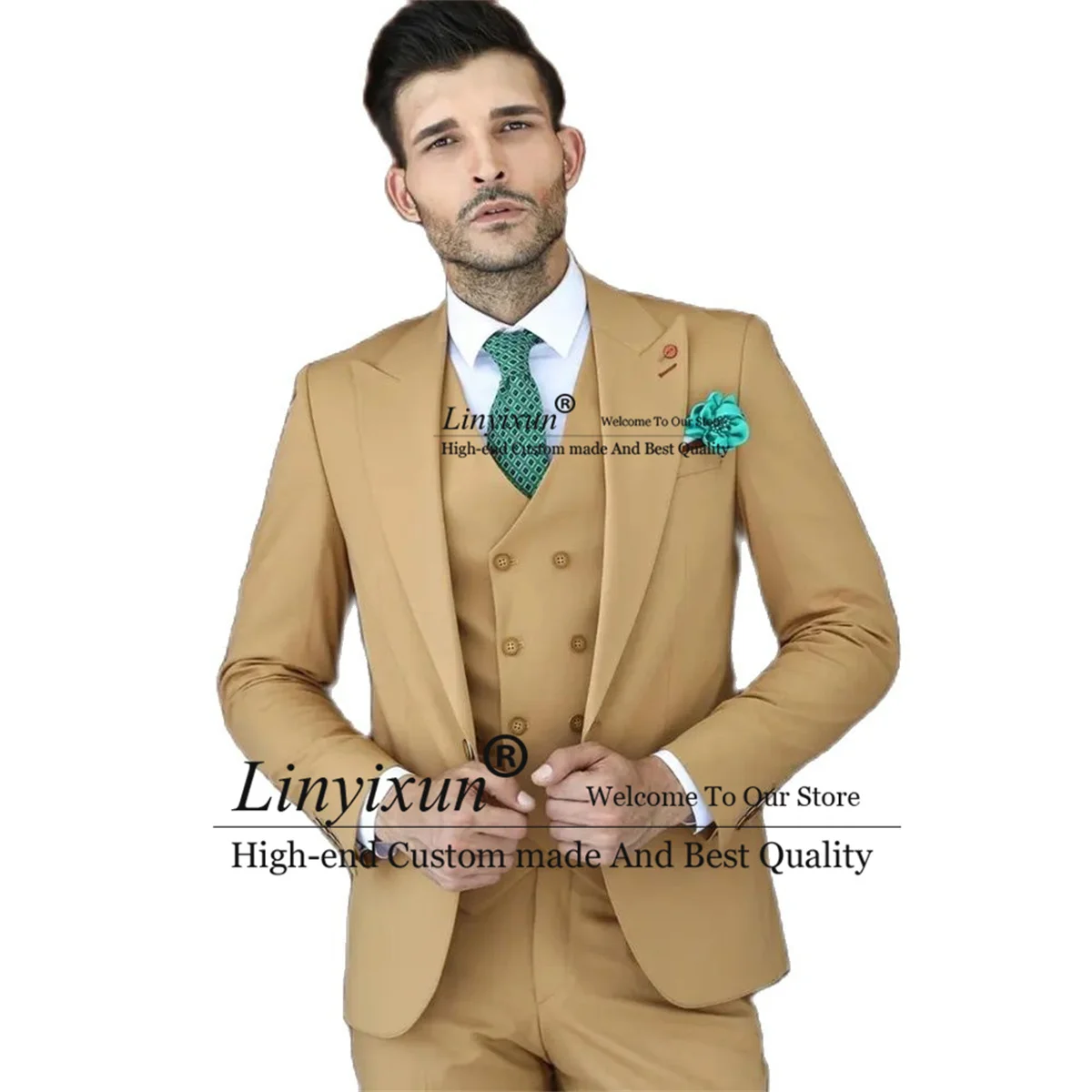 Formal Beige Wedding Groom Tuxedos Peaked Lapel Men Suits 3 Pieces Sets Business Male Blazer Slim Fit Groomsmens Costume Homme
Formal Beige Wedding Groom Tuxedos Peaked Lapel Men Suits 3 Pieces Sets Business Male Blazer Slim Fit Groomsmens Costume Homme
