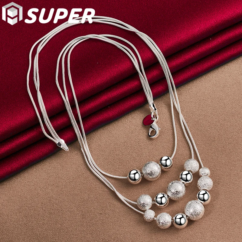 925 Sterling Silver Smooth Matte Beads Necklace Snake Chain For Women Fashion Accessories Wedding Engagement Jewelry
925 Sterling Silver Smooth Matte Beads Necklace Snake Chain For Women Fashion Accessories Wedding Engagement Jewelry