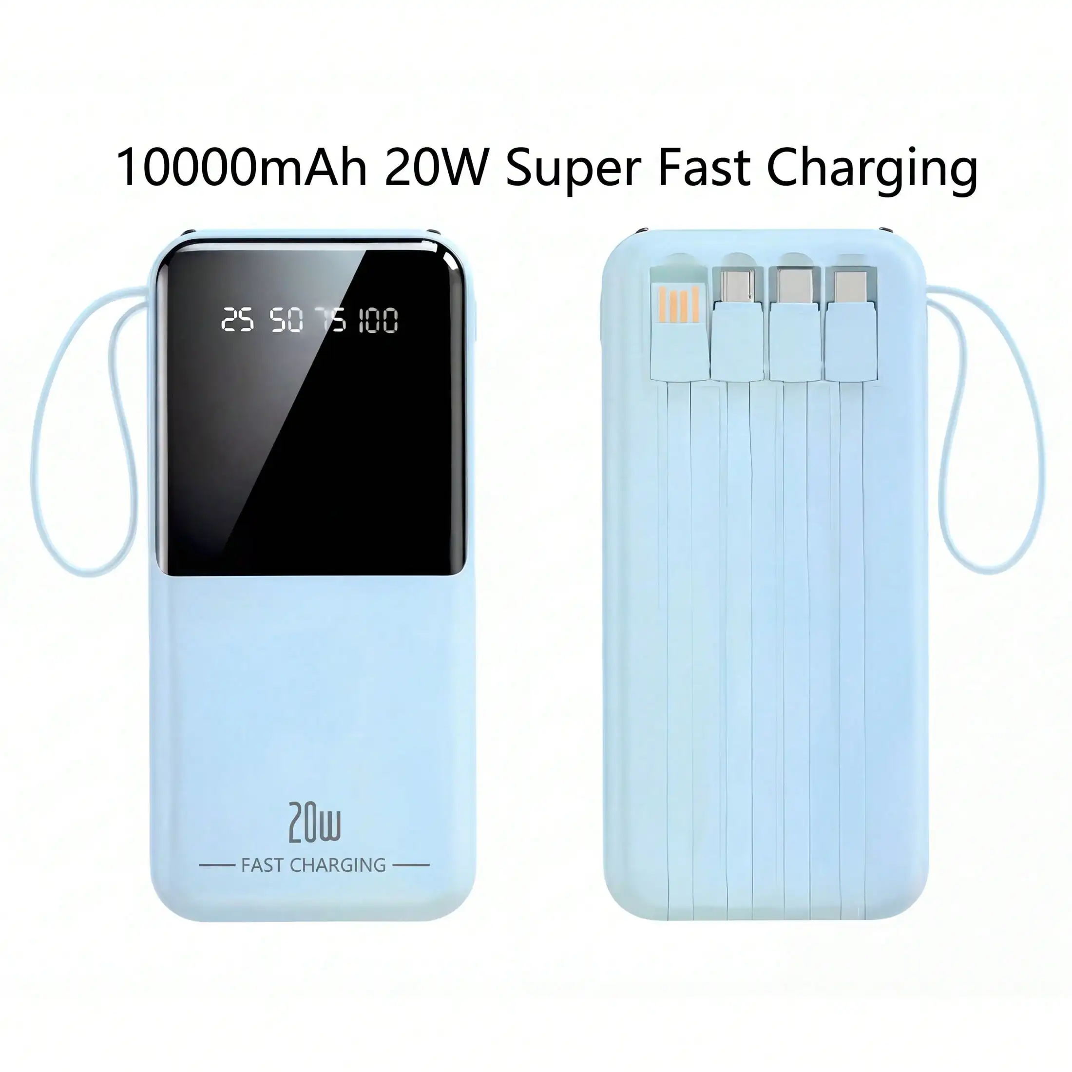 10000 MAh, 20W Fast Charging, Portable Large-Capacity Power Supply, Outdoor Mobile Emergency Power Equipment, Equipped With Apple/Type-C/USB Data Cable Charging, Intelligent Digital Display And Flashlight, Stable Lithium Battery Pack. It Is The Top Choice
10000 MAh, 20W Fast Charging, Portable Large-Capacity Power Supply, Outdoor Mobile Emergency Power Equipment, Equipped With Apple/Type-C/USB Data Cable Charging, Intelligent Digital Display And Flashlight, Stable Lithium Battery Pack. It Is The Top Choice