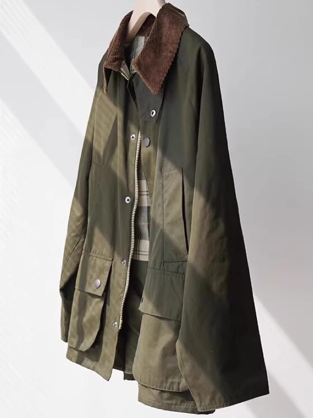 Autumn Winter New Style Color Block Design British Retro Loose Midi Coat Women's Sage Green Polyester Commute Style Outerwear
Autumn Winter New Style Color Block Design British Retro Loose Midi Coat Women's Sage Green Polyester Commute Style Outerwear
