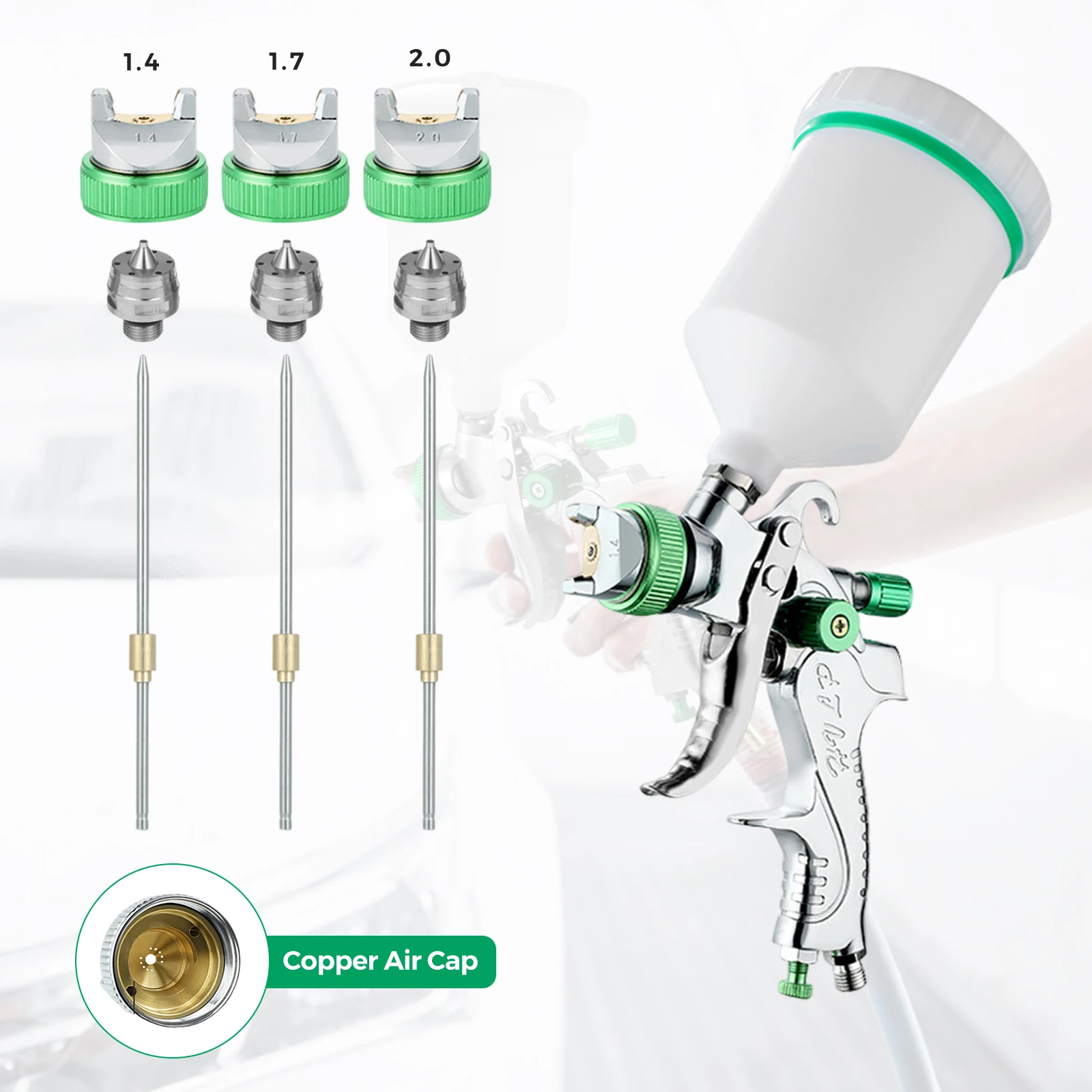 Nasedal HVLP Spray Gun 600ml Cup 1.4Mm 1.7Mm 2.0Mm Gravity Airbrush nozzle needle for Painting Car Furniture Wall
Nasedal HVLP Spray Gun 600ml Cup 1.4Mm 1.7Mm 2.0Mm Gravity Airbrush nozzle needle for Painting Car Furniture Wall