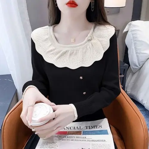 Свитер с рюшами, утепленный зимний новый осенне-зимний женский базовый свитер, модная 
Свитер с рюшами, утепленный зимний новый осенне-зимний женский базовый свитер, модная