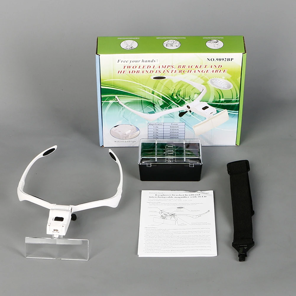LED Head Magnifier 5 Interchangeable Lenses 1.0X To 3.5X Lighted Magnifying Glasses for Reading Jewelry Inspection & Close Work
LED Head Magnifier 5 Interchangeable Lenses 1.0X To 3.5X Lighted Magnifying Glasses for Reading Jewelry Inspection & Close Work