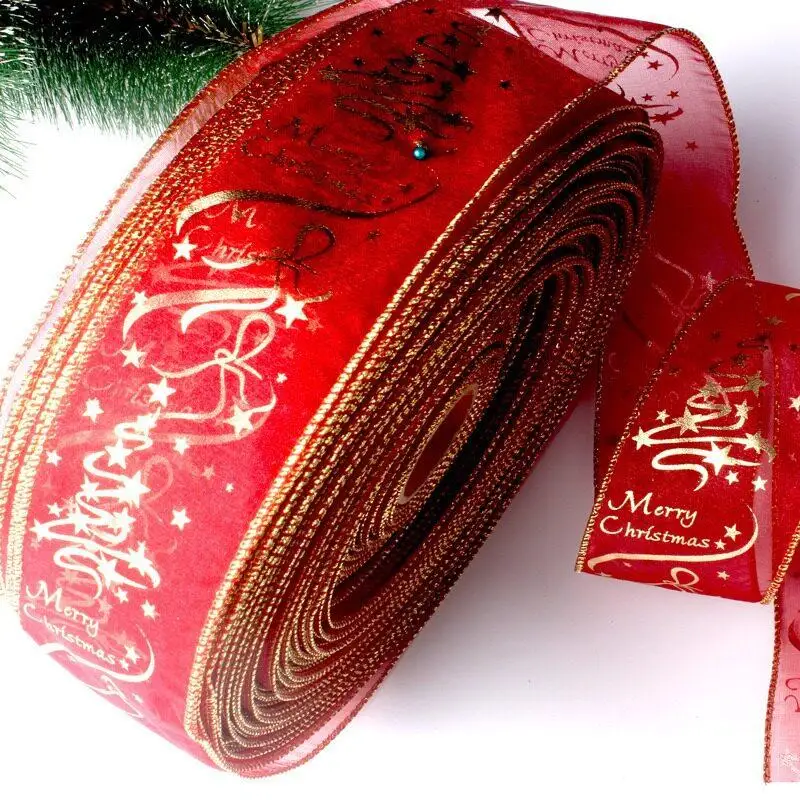 Red Gold-Stamped Christmas Ribbon 63cm Printed Silk Tape for Christmas Tree Decoration Festive Mesh Fabric Ties
Red Gold-Stamped Christmas Ribbon 63cm Printed Silk Tape for Christmas Tree Decoration Festive Mesh Fabric Ties