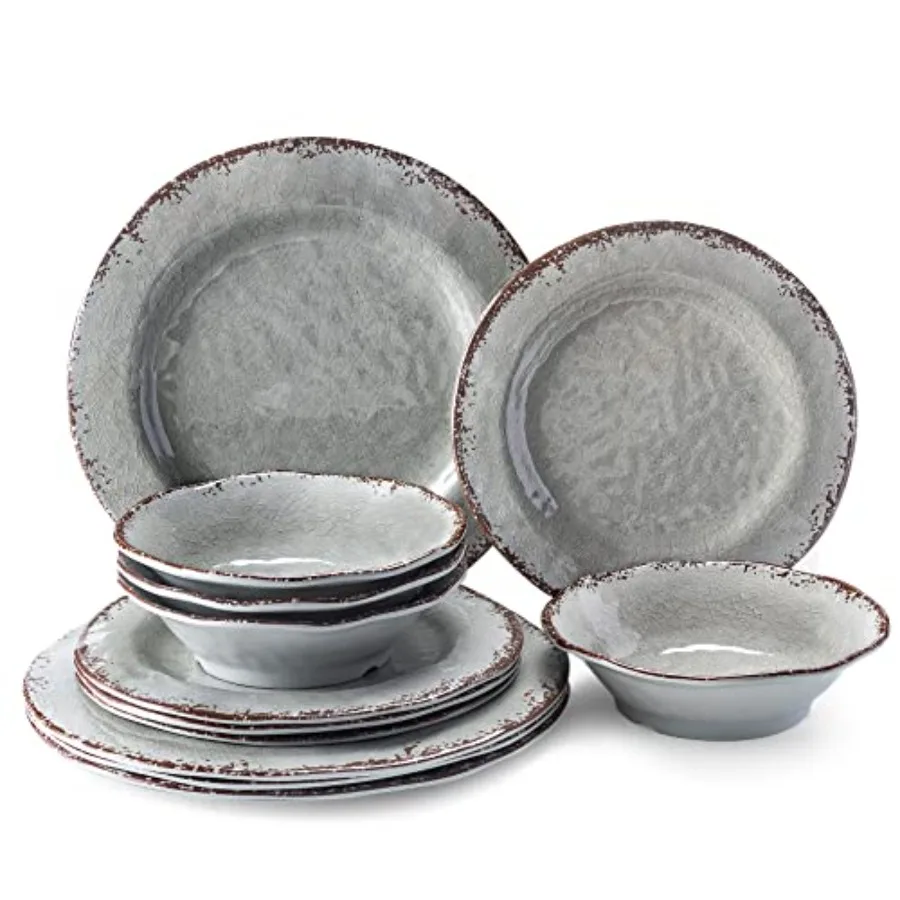 Farmhouse Melamine Dishes Dinnerware Set, 12 Pcs Rustic Plates and Bowls Great for Picnic, Camping, Service for 4, Reusable and
Farmhouse Melamine Dishes Dinnerware Set, 12 Pcs Rustic Plates and Bowls Great for Picnic, Camping, Service for 4, Reusable and