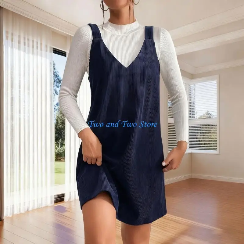 HX6F Women V Neck Corduroy Overall Dress Fall Mini Pinafore Jumper Dress
HX6F Women V Neck Corduroy Overall Dress Fall Mini Pinafore Jumper Dress