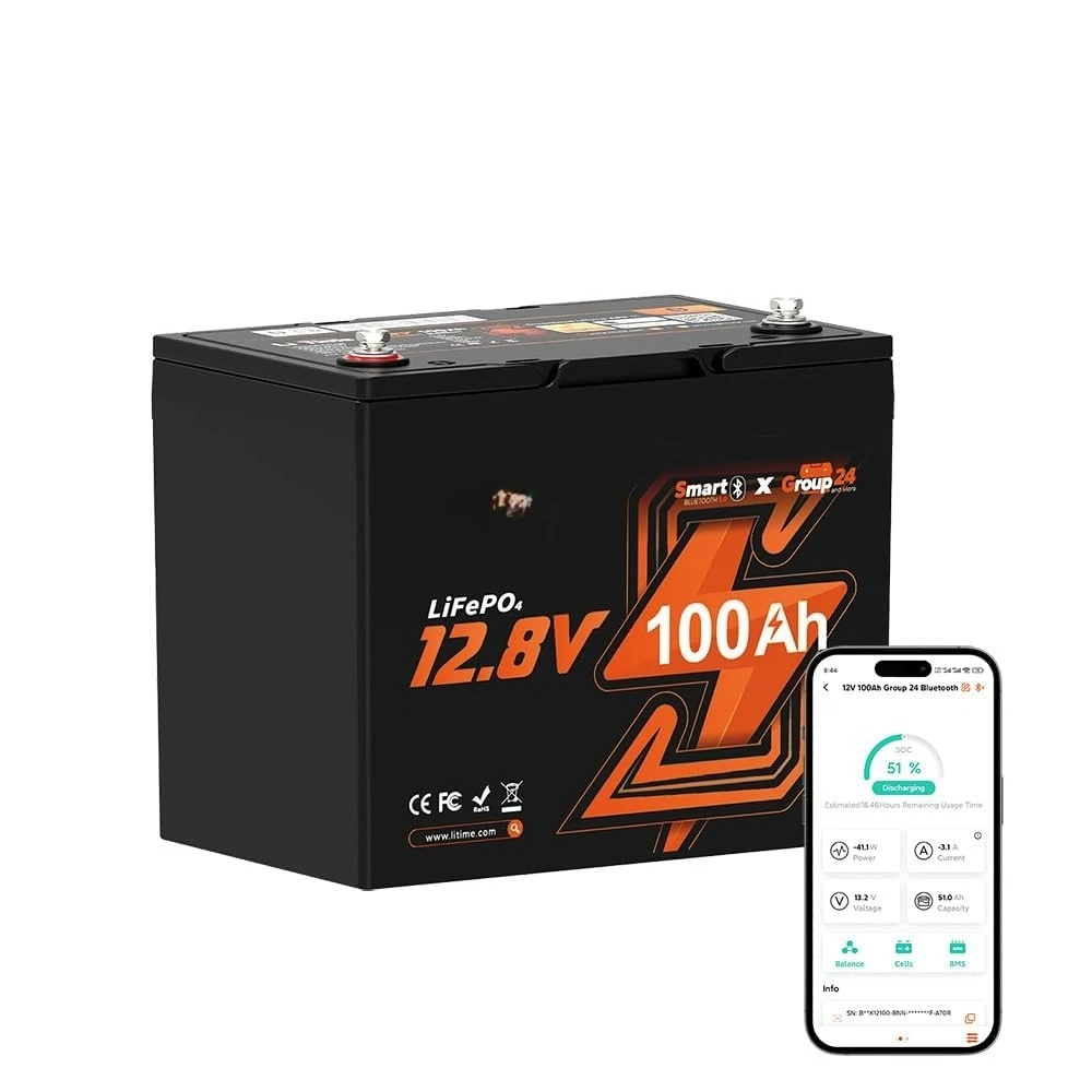 12V 100Ah LiFePO4 Battery Bluetooth 15000 Cycles Low-Temp Mini RV Camper Marine, Custom
12V 100Ah LiFePO4 Battery Bluetooth 15000 Cycles Low-Temp Mini RV Camper Marine, Custom