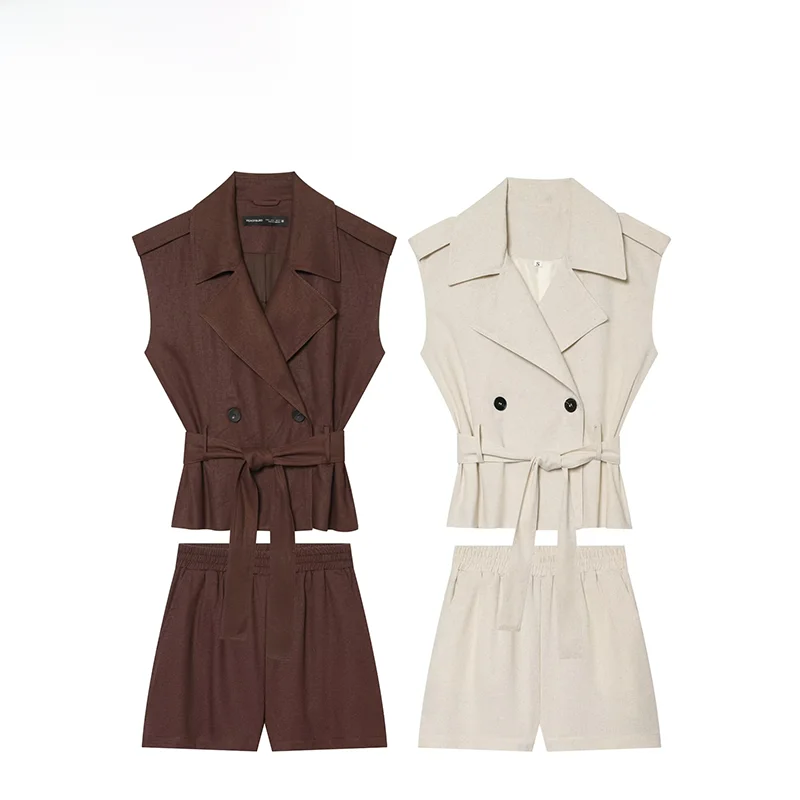 Fashionable Versatile Women's Summer Outfit with Belt Casual Tank Top And Shorts Polyester Fiber No Brand Registered Trademark
Fashionable Versatile Women's Summer Outfit with Belt Casual Tank Top And Shorts Polyester Fiber No Brand Registered Trademark