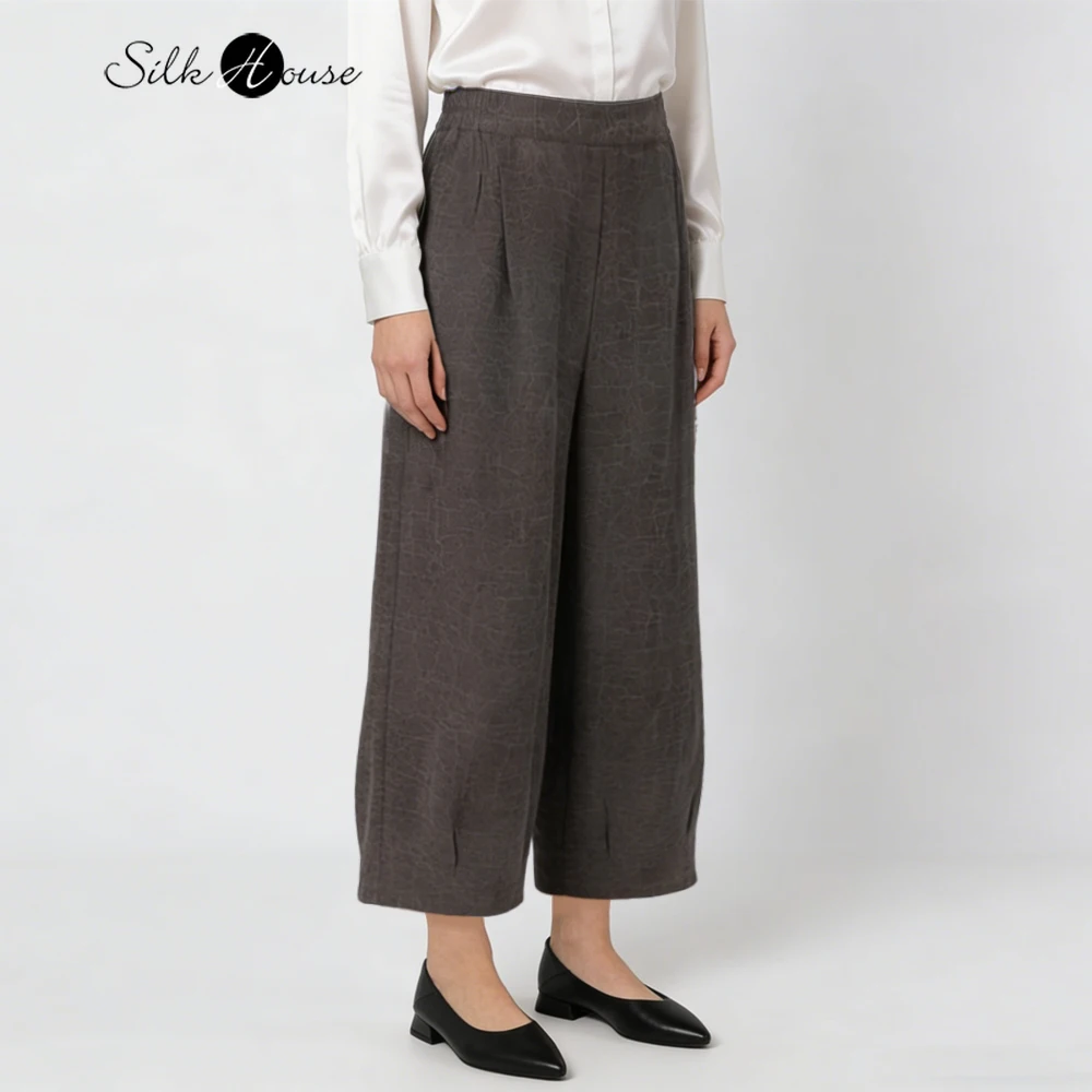 2026 Women's Spring New Grey 100% Natural Mulberry Silk Gambiered Guangdong Gauze Crackle Pattern Elastic Waist Casual Pants
2026 Women's Spring New Grey 100% Natural Mulberry Silk Gambiered Guangdong Gauze Crackle Pattern Elastic Waist Casual Pants