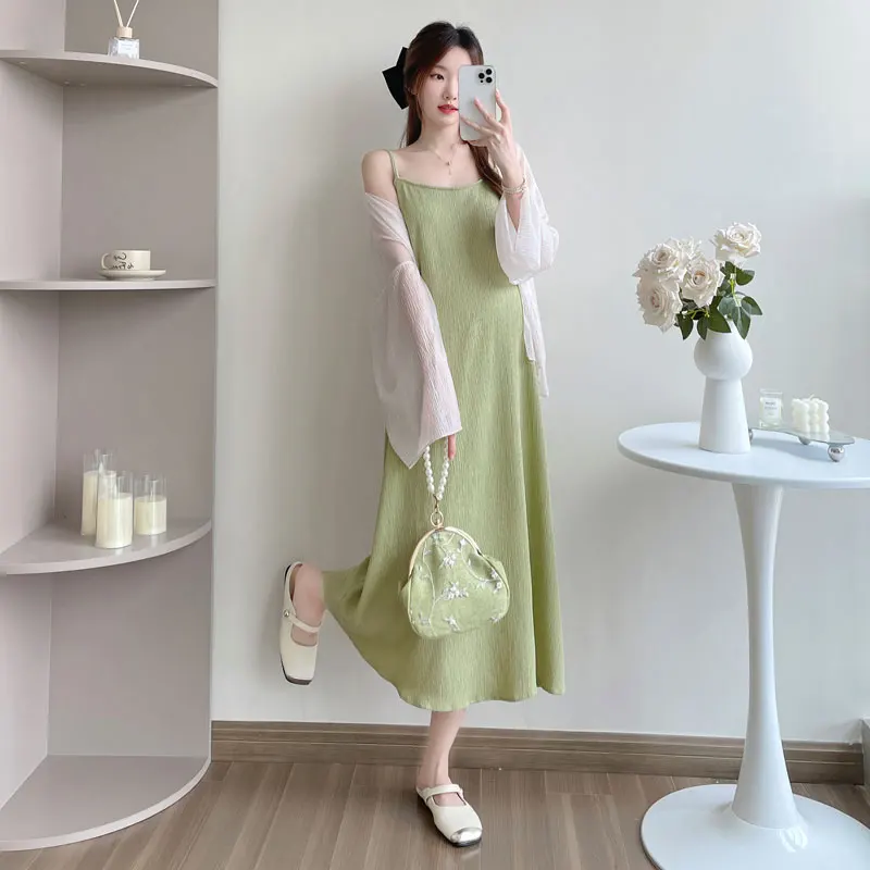 2024 Summer Maternity Strap Dress Sleeveless Pregnant Woman Pleated Dress Fashion Pregnancy Long Loose Slip Dresses Pink Green
2024 Summer Maternity Strap Dress Sleeveless Pregnant Woman Pleated Dress Fashion Pregnancy Long Loose Slip Dresses Pink Green