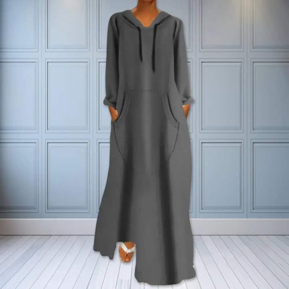Soft Dress Soft Breathable Women's Maxi Dress with Hood Drawstring Pockets Loose Fit for Fall Spring Fashion Solid Color Dress
Soft Dress Soft Breathable Women's Maxi Dress with Hood Drawstring Pockets Loose Fit for Fall Spring Fashion Solid Color Dress