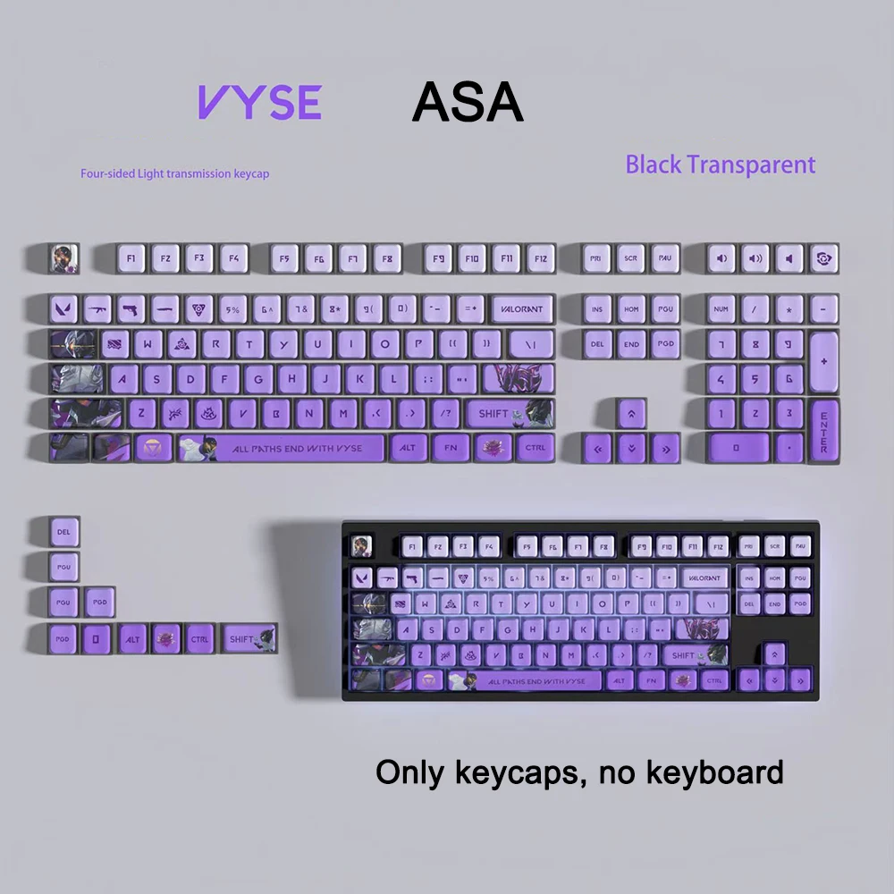 Valorant VYSE Keycaps 14/29 Keys Set PBT OEM ASA Profile Custom Esports Gaming Keycaps for Mechanical Keyboard Gamer Accessories 
Valorant VYSE Keycaps 14/29 Keys Set PBT OEM ASA Profile Custom Esports Gaming Keycaps for Mechanical Keyboard Gamer Accessories