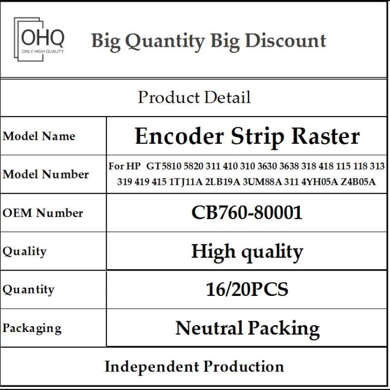 CB760-80001 Encoder Disk Кодерный Диск for Hp Inkt Tank Wireless GT5810 5820 311 410 310 3630 3638 318 418 115 118 319 419 415
CB760-80001 Encoder Disk Кодерный Диск for Hp Inkt Tank Wireless GT5810 5820 311 410 310 3630 3638 318 418 115 118 319 419 415