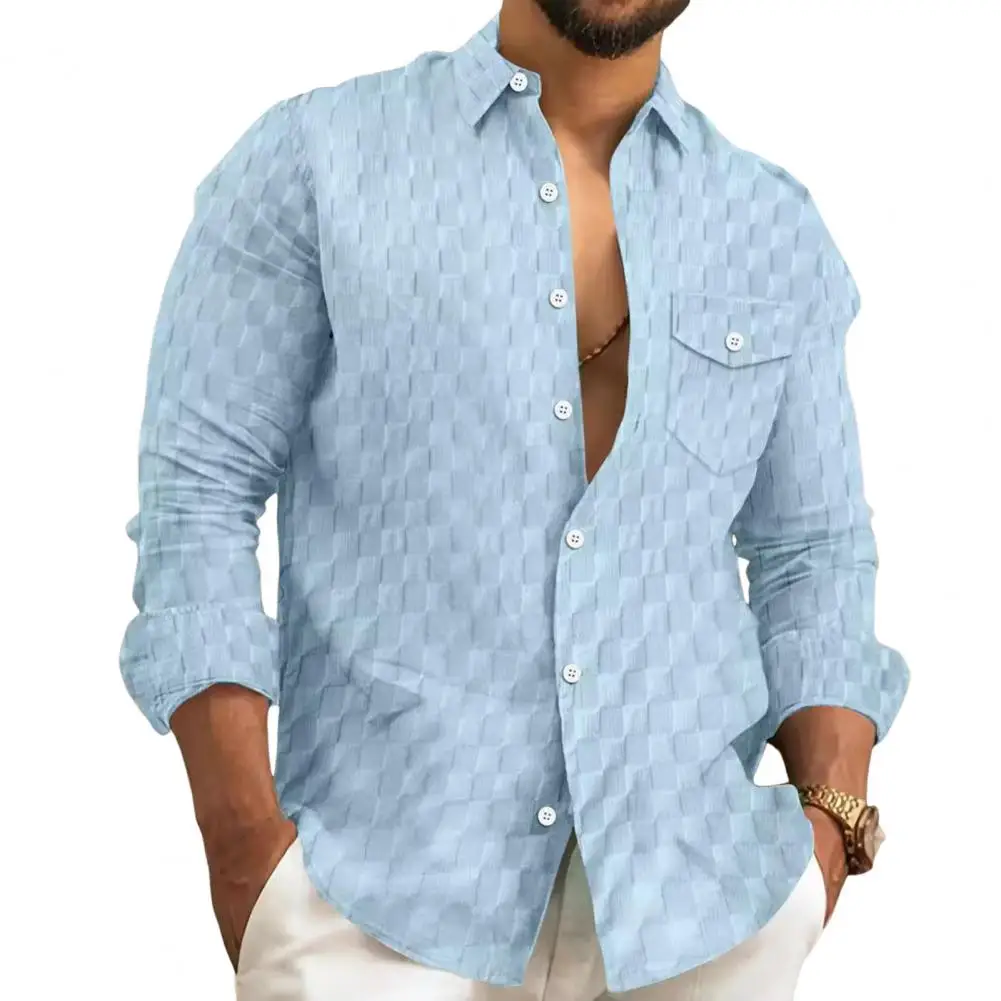 Men Shirt Plaid Button-down Shirt with Chest Pocket Business Wear for Fall Spring Long Sleeve Loose Fit Top
Men Shirt Plaid Button-down Shirt with Chest Pocket Business Wear for Fall Spring Long Sleeve Loose Fit Top