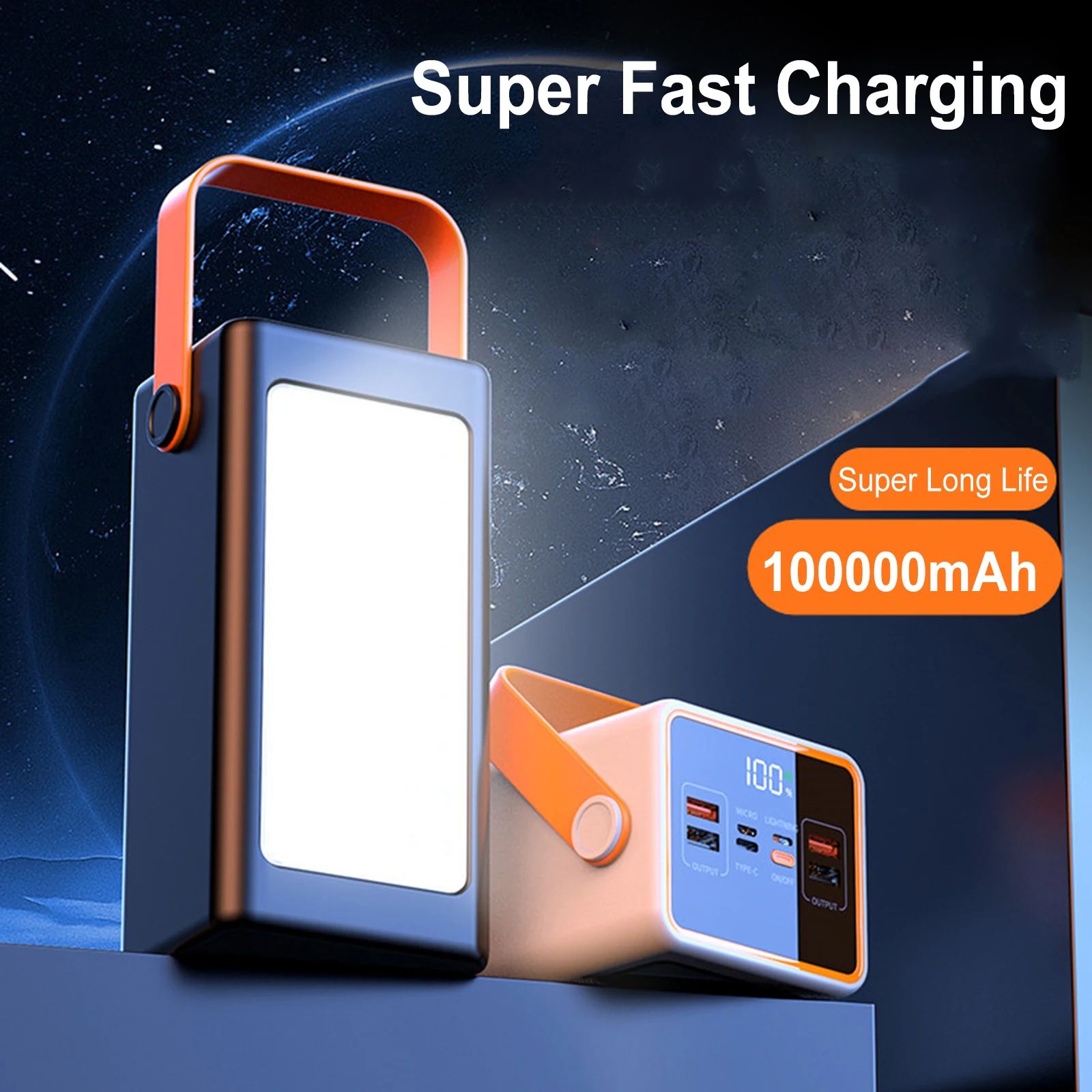 Portable Power Bank 100000mAh Large Capacity Fast Charging Power Supply Mobile Phone Charger Outdoor Camping Light Emergency
Portable Power Bank 100000mAh Large Capacity Fast Charging Power Supply Mobile Phone Charger Outdoor Camping Light Emergency