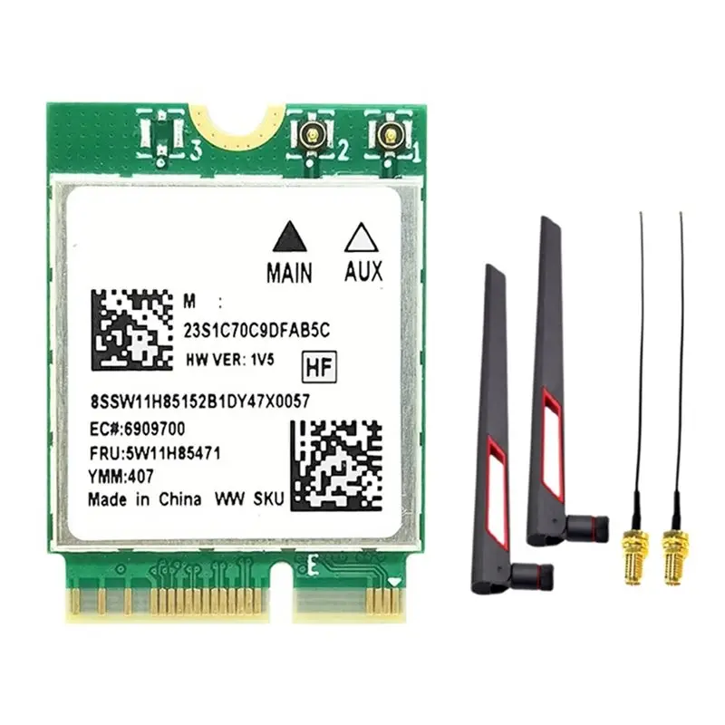 AED7-RTL8922AE Wifi7 Card 2.4G/5G/6G 6338Mbps Bluetooth5.4 M.2 NGFF Wireless Wifi Adapter Card +10DB Antenna For Win10/Win11
AED7-RTL8922AE Wifi7 Card 2.4G/5G/6G 6338Mbps Bluetooth5.4 M.2 NGFF Wireless Wifi Adapter Card +10DB Antenna For Win10/Win11