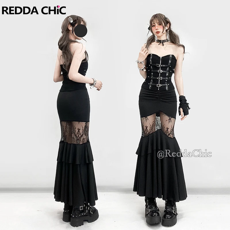 REDDACHiC Gothic Stitch Lace Skirt Top Set Women Belt Zip Up Corset Cropped Top Mermaid Bodycon Skirt Dark Punk Party Costumes
REDDACHiC Gothic Stitch Lace Skirt Top Set Women Belt Zip Up Corset Cropped Top Mermaid Bodycon Skirt Dark Punk Party Costumes