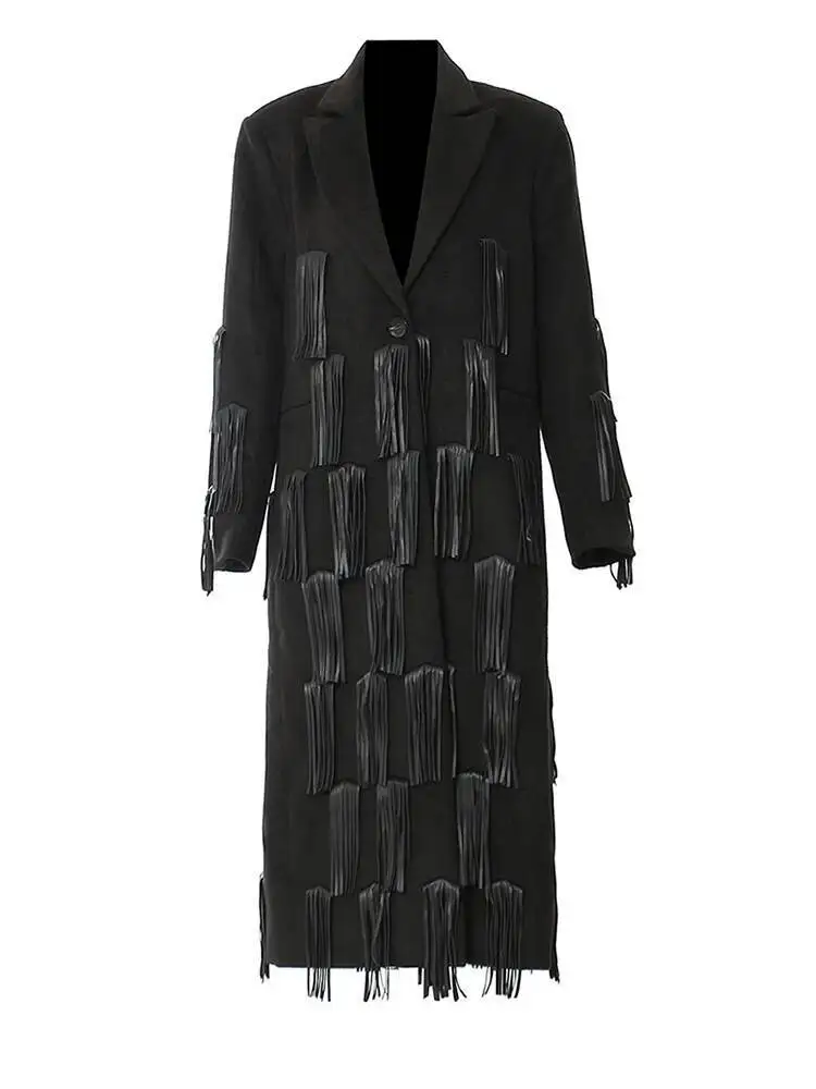 Black Pu Women Leather Tassels Big size long Trench New Lapel Long Sleeve Windbreaker Fashion Spring Autumn 2026 LGMI
Black Pu Women Leather Tassels Big size long Trench New Lapel Long Sleeve Windbreaker Fashion Spring Autumn 2026 LGMI