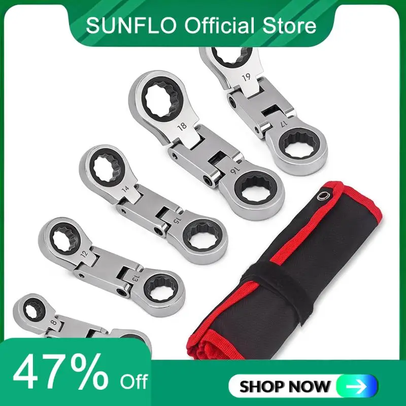 Набор коротких ключей SUNFLO, набор ключей с храповым механизмом с гибкой головкой, ключ с храповым механизмом с двойной коробкой, метрический, 8-19 мм, 5 шт.
Набор коротких ключей SUNFLO, набор ключей с храповым механизмом с гибкой головкой, ключ с храповым механизмом с двойной коробкой, метрический, 8-19 мм, 5 шт.