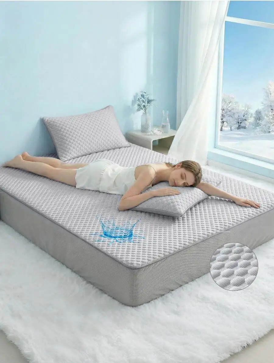 Waterproof Fitted Sheet Mattress Protector Set With Pillowcases Soft Stain Resistant Deep Pocket All Season
Waterproof Fitted Sheet Mattress Protector Set With Pillowcases Soft Stain Resistant Deep Pocket All Season