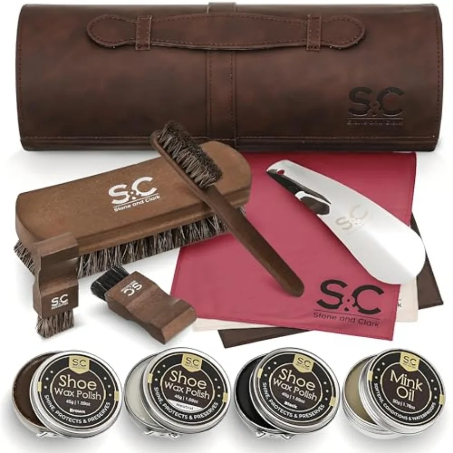 Stone and Clark Original Shoe Polish and Care Kit - Leather Shoe Shine Kit for Men and Women
Stone and Clark Original Shoe Polish and Care Kit - Leather Shoe Shine Kit for Men and Women