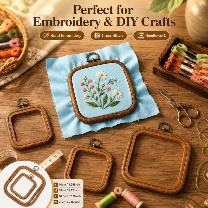 Square Decorative Fauxs Wood Cross Stitch Hoops Frame, 3 Different Sizes of Embroidery Frames, Square Hanging Decorations
Square Decorative Fauxs Wood Cross Stitch Hoops Frame, 3 Different Sizes of Embroidery Frames, Square Hanging Decorations