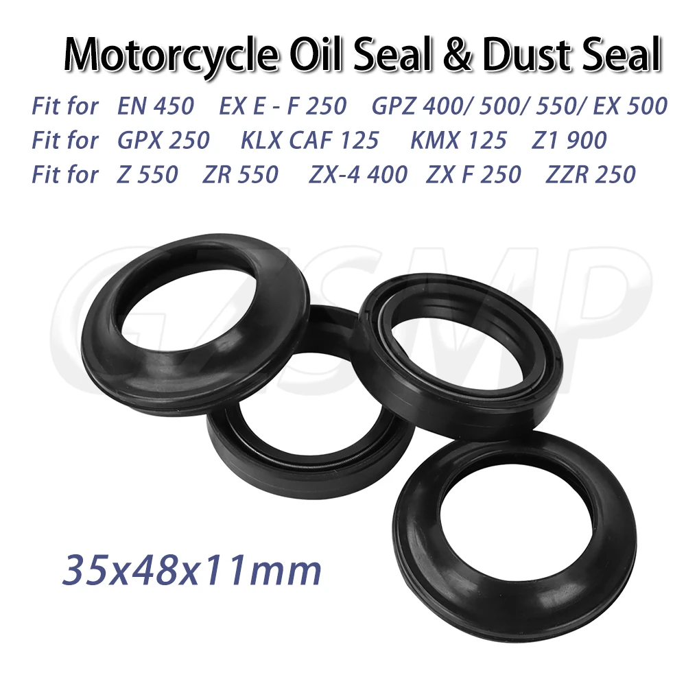 35x48x11 Motorcycle Front Fork Oil Seal Dust Cover Fit for KAWASAKI KLX CAF 125 2010-2011 EN450 GPZ 500 400 550 ZR 550
35x48x11 Motorcycle Front Fork Oil Seal Dust Cover Fit for KAWASAKI KLX CAF 125 2010-2011 EN450 GPZ 500 400 550 ZR 550
