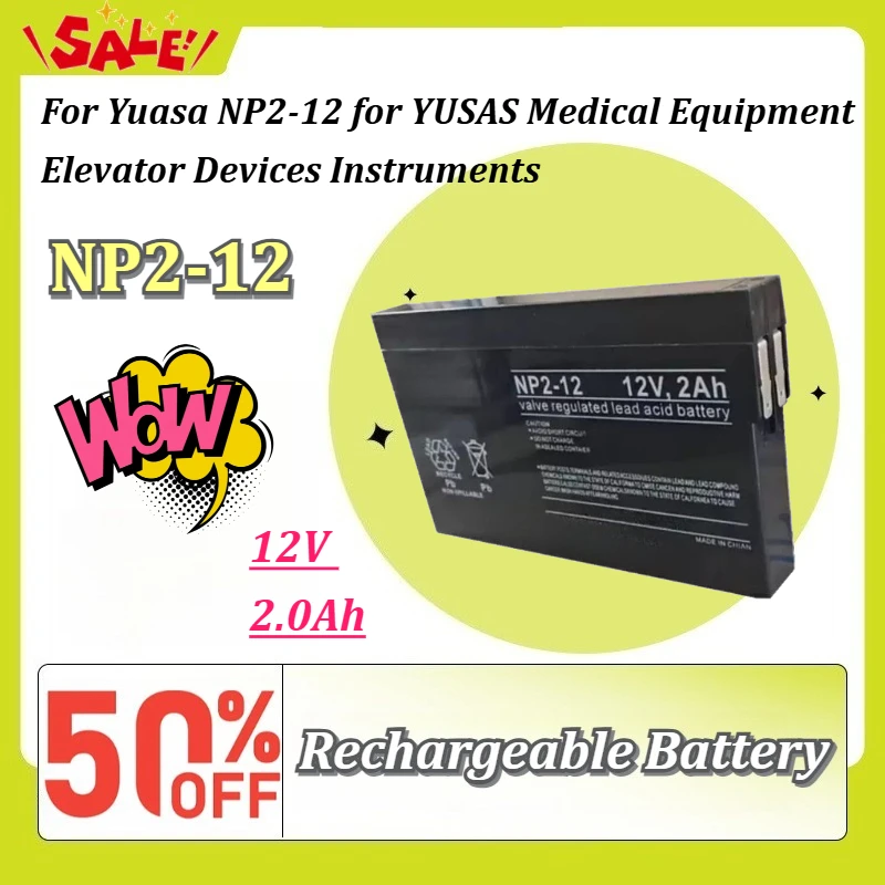 New 12V 2.0Ah 20HR Rechargeable Battery for Yuasa NP2-12 for YUSAS Medical Equipment Elevator Devices Instruments
New 12V 2.0Ah 20HR Rechargeable Battery for Yuasa NP2-12 for YUSAS Medical Equipment Elevator Devices Instruments