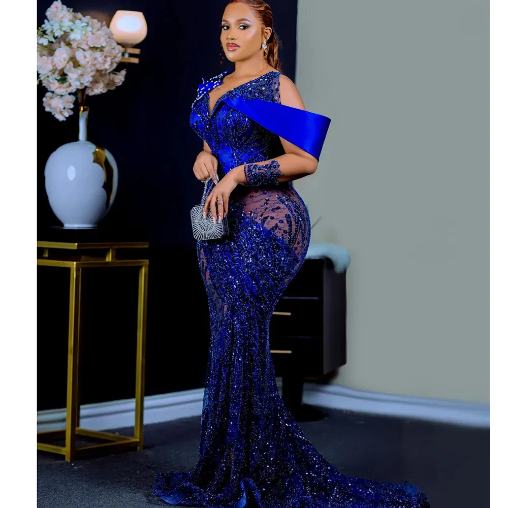 Exquisite Royal Blue Evening Dresses for Women Fashion O-Neck Long Sleeve Chapel Train Dress Special Occasion Guest Gowns
Exquisite Royal Blue Evening Dresses for Women Fashion O-Neck Long Sleeve Chapel Train Dress Special Occasion Guest Gowns
