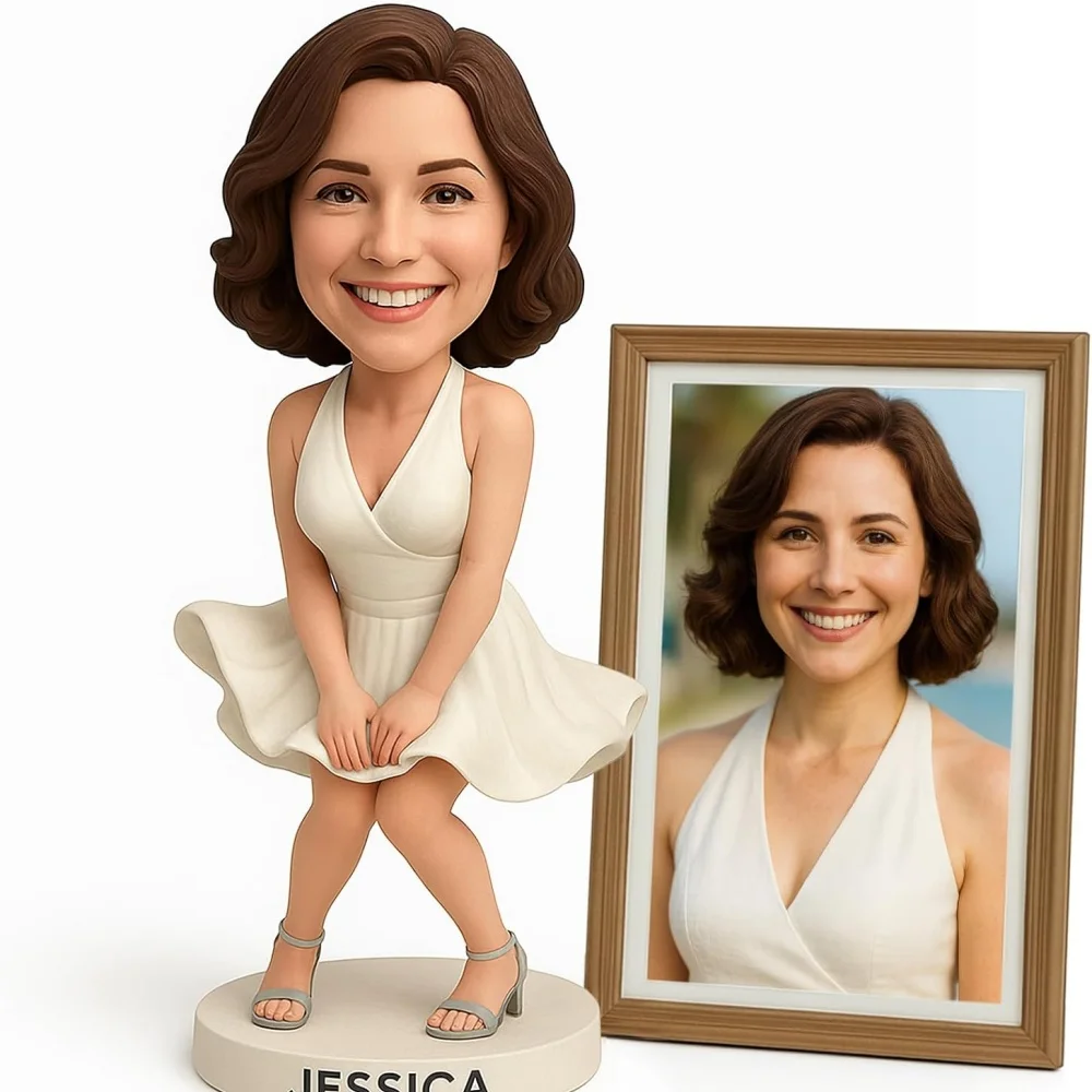 Кукла-бобблхед на заказ, персонализированная современная кукла-бобблхед в юбке, полностью ручная работа по фото, глиняная скульптура, эксклюзивная.
Кукла-бобблхед на заказ, персонализированная современная кукла-бобблхед в юбке, полностью ручная работа по фото, глиняная скульптура, эксклюзивная.