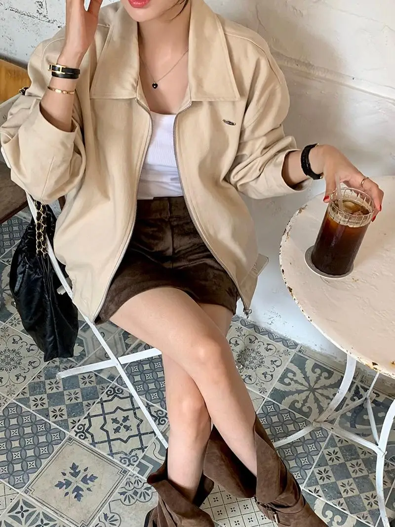 Women's Vintage Collar Jacket Loose Slimming Zipper Simple Waist-Cinched Top Commute Style Regular Length Cotton Blend
Women's Vintage Collar Jacket Loose Slimming Zipper Simple Waist-Cinched Top Commute Style Regular Length Cotton Blend