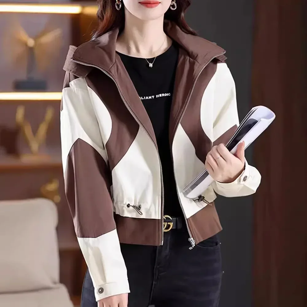 2024 Autumn New European Style Hooded Stand Collar Cropped Versatile Fashion Sensible Jacket Color Blocking for Women
2024 Autumn New European Style Hooded Stand Collar Cropped Versatile Fashion Sensible Jacket Color Blocking for Women