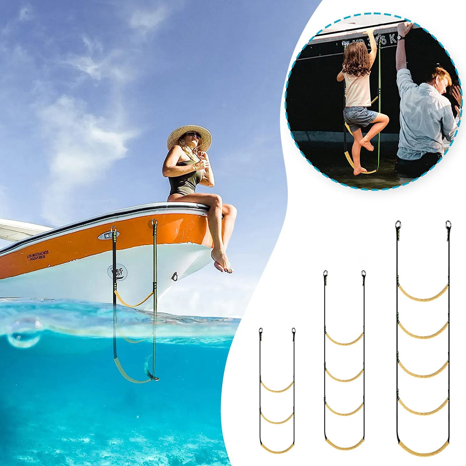 3/4/5 Step Boat Rope Ladder Stretchable Assist Boat Folding Ladder Yacht Rope Ladder for Sailboat Kayak Canoe for Sailboat Yacht
3/4/5 Step Boat Rope Ladder Stretchable Assist Boat Folding Ladder Yacht Rope Ladder for Sailboat Kayak Canoe for Sailboat Yacht