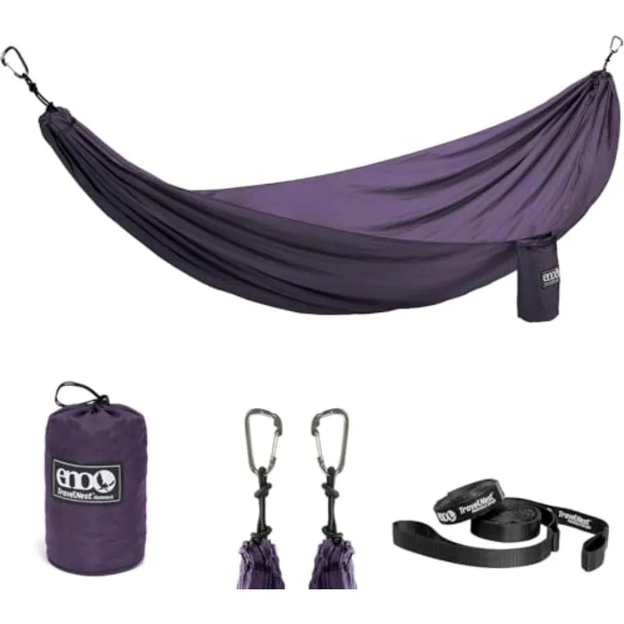 TravelNest Hammock + Straps Combo for outdoor camping and backyard relaxation, made of durable 210T nylon, plum color, ultra-li
TravelNest Hammock + Straps Combo for outdoor camping and backyard relaxation, made of durable 210T nylon, plum color, ultra-li