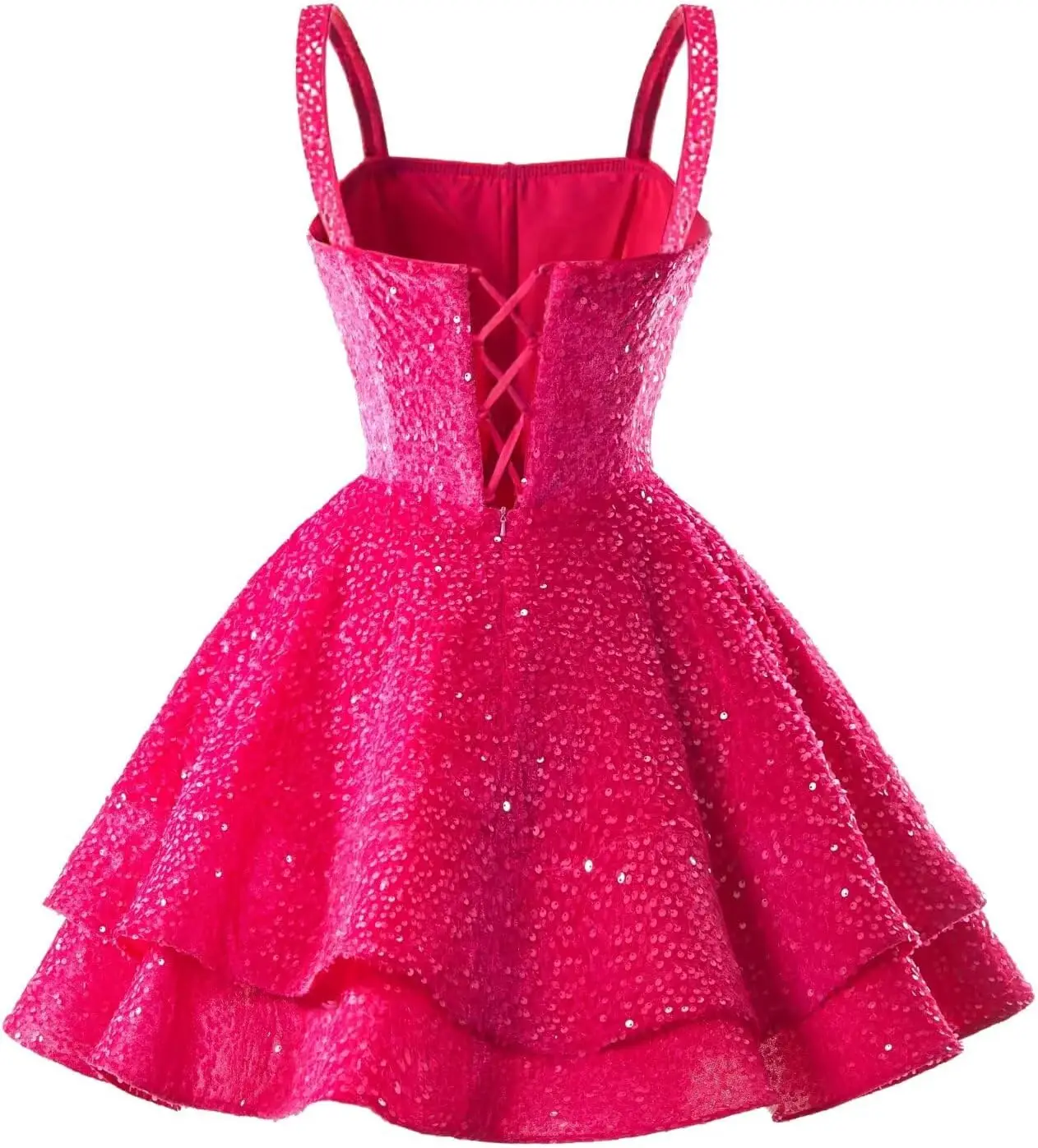 Short 2026 A-line Layered Sparkly Sequin Sweet Cocktail Dress for Women with Straps Party Dresses Square Neck Homecoming Dresses
Short 2026 A-line Layered Sparkly Sequin Sweet Cocktail Dress for Women with Straps Party Dresses Square Neck Homecoming Dresses
