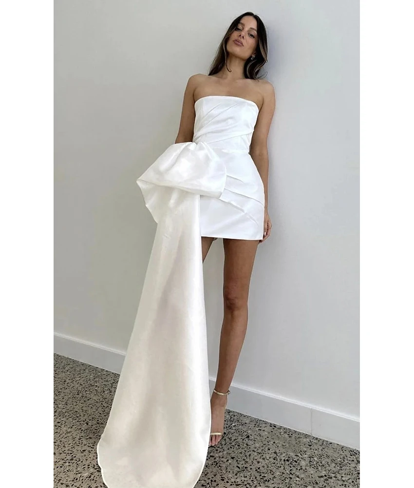 Customized Simple Satin Straight 3D Bow Evening Dress Temperament Strapless Sleeveless Bespoke Occasion Gowns Custom Made
Customized Simple Satin Straight 3D Bow Evening Dress Temperament Strapless Sleeveless Bespoke Occasion Gowns Custom Made