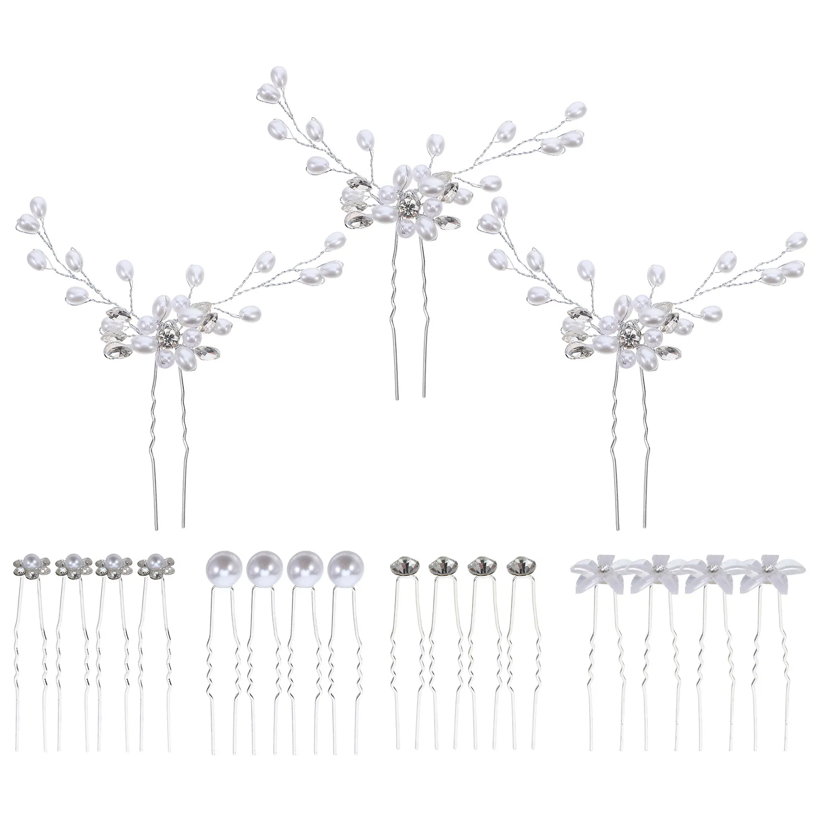 23Pcs Pearl Rhinestone Hair Pins Bridal Headpiece Flower U Shape Clips for Wedding Prom Elegant Hair Accessories Women Girls
23Pcs Pearl Rhinestone Hair Pins Bridal Headpiece Flower U Shape Clips for Wedding Prom Elegant Hair Accessories Women Girls