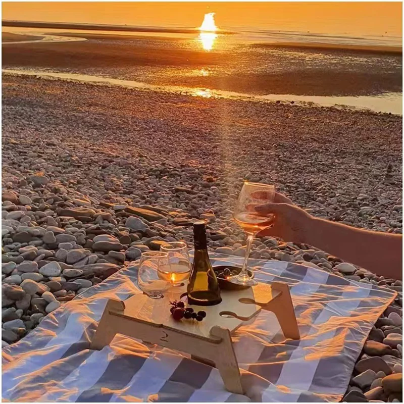 Wooden Folding Picnic Table With Glass Holder Round Foldable Desk Wine Glass Rack Table Snack Tray For Partys-ABUA
Wooden Folding Picnic Table With Glass Holder Round Foldable Desk Wine Glass Rack Table Snack Tray For Partys-ABUA