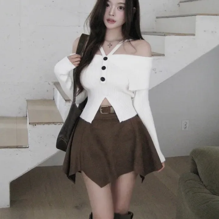 Шикарный корейский женский вязаный свитер oulder Bared Long Sve с отложным воротником, облегающий топ на осень
Шикарный корейский женский вязаный свитер oulder Bared Long Sve с отложным воротником, облегающий топ на осень