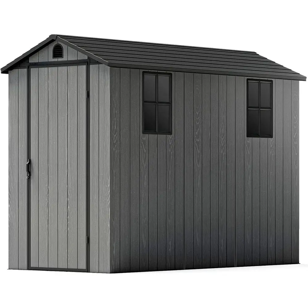 Gray 4x8 Outdoor Storage Shed with Floor, Windows, and Lockable Door for Garden and Patio Equipment
Gray 4x8 Outdoor Storage Shed with Floor, Windows, and Lockable Door for Garden and Patio Equipment