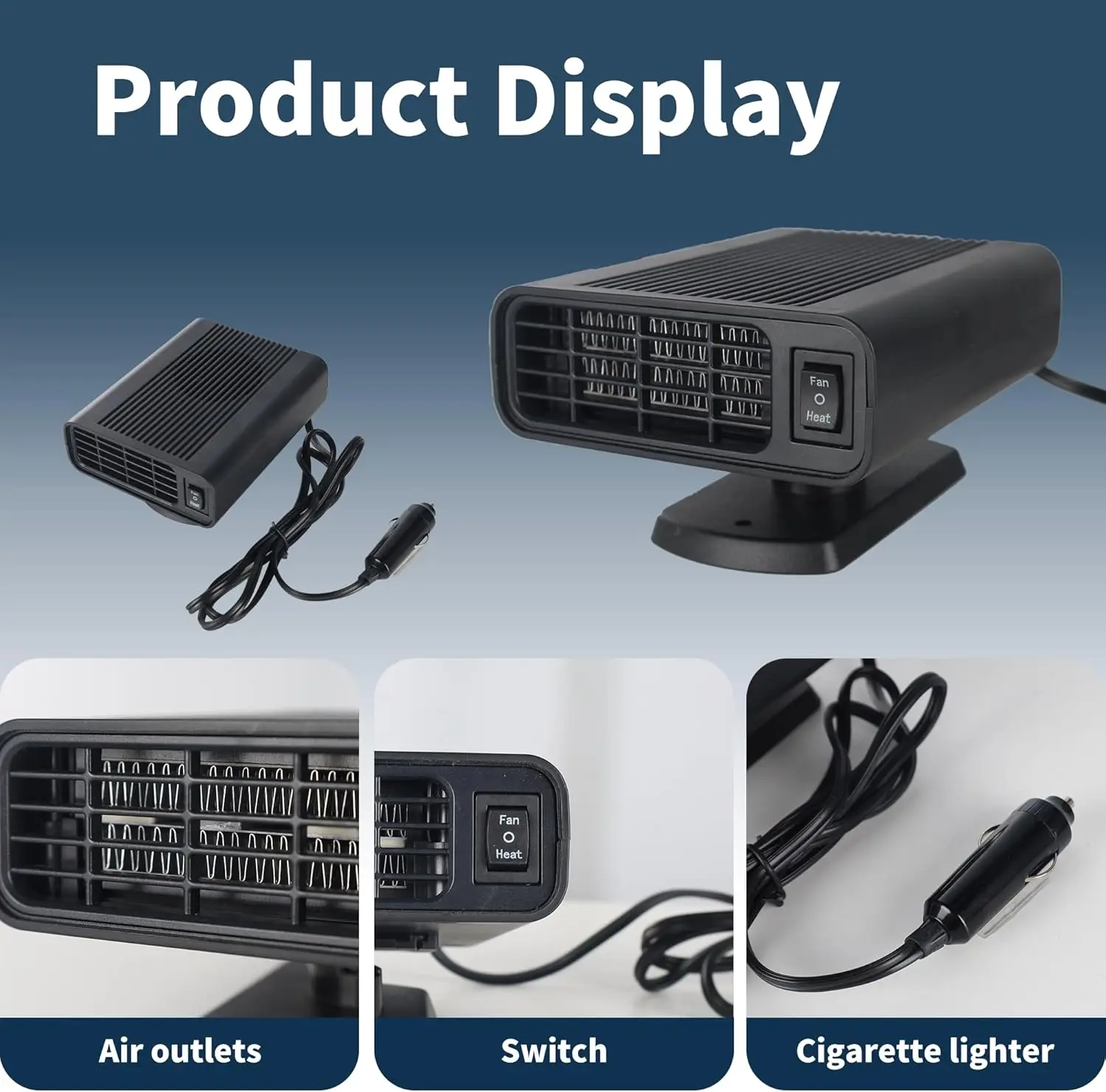 Portable 12V Car Heater 2-in-1 Defrost Defogger
Portable 12V Car Heater 2-in-1 Defrost Defogger