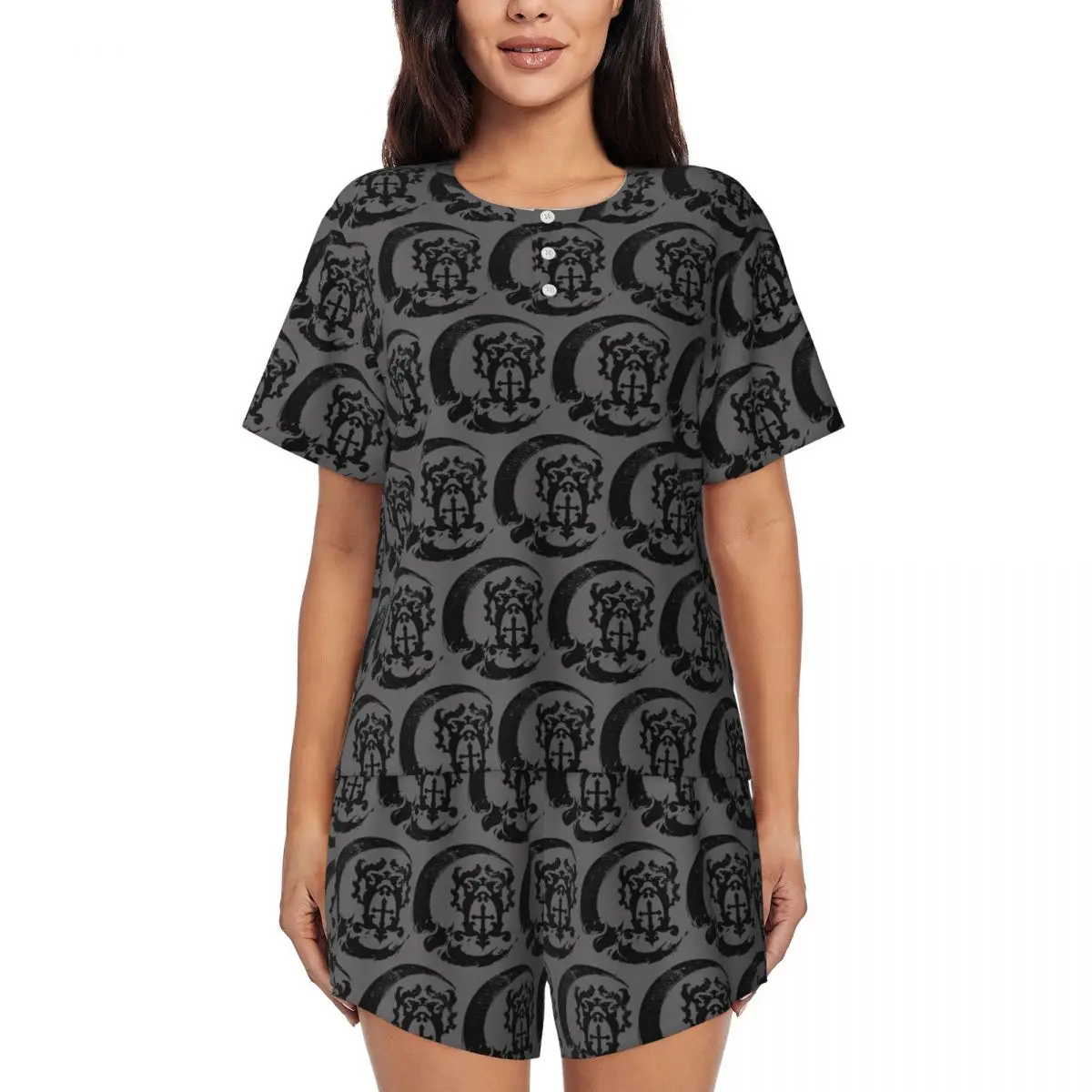 Castlevania Belmont Crest Black Round Neck Short Sleeve Nightgowns for Sleeping Sleepshirts Women Loose Pajama Set Short Pants
Castlevania Belmont Crest Black Round Neck Short Sleeve Nightgowns for Sleeping Sleepshirts Women Loose Pajama Set Short Pants