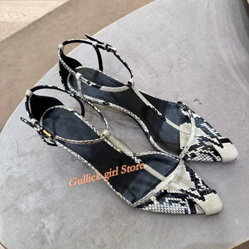 Snake Skin Kitten Heel Sandals T Strap Sexy Pointy Toe Runway 2026 Summer Spring Women Dress Shoes Ankle Buckle Strap Handmade
Snake Skin Kitten Heel Sandals T Strap Sexy Pointy Toe Runway 2026 Summer Spring Women Dress Shoes Ankle Buckle Strap Handmade