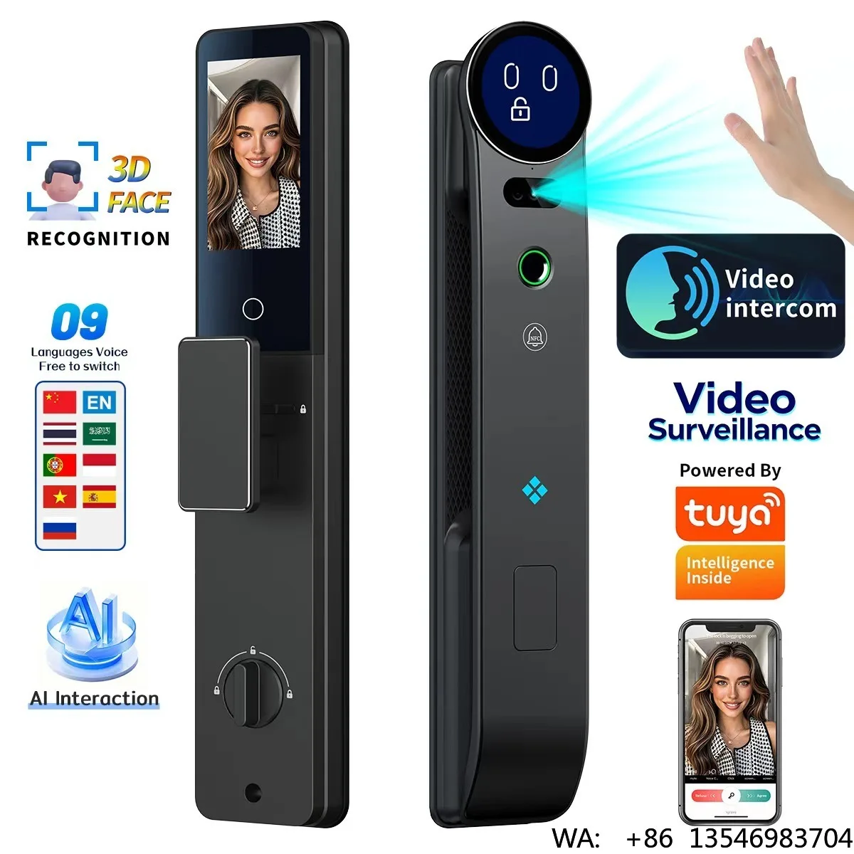 HanDaily Palm Vein 3D Face AI Voice Interaction Smart Door Lock Face Recognition Fingerprint Video Talking Digital Lock
HanDaily Palm Vein 3D Face AI Voice Interaction Smart Door Lock Face Recognition Fingerprint Video Talking Digital Lock
